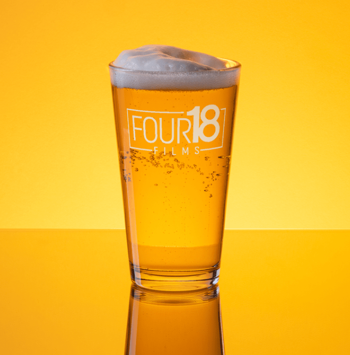 Four18 Films White Text - Shaker Pint Glass