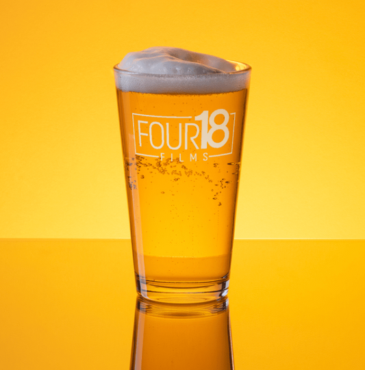 Four18 Films White Text - Shaker Pint Glass